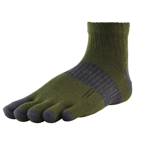 6011グリーン-チャコール M-MULTI メリノウール ソックス(5本指) MWS5002