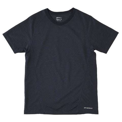  25ネイビー濃紺 メリノウール ウルトラライト メッシュ Tシャツ(メンズ) TRS1015S