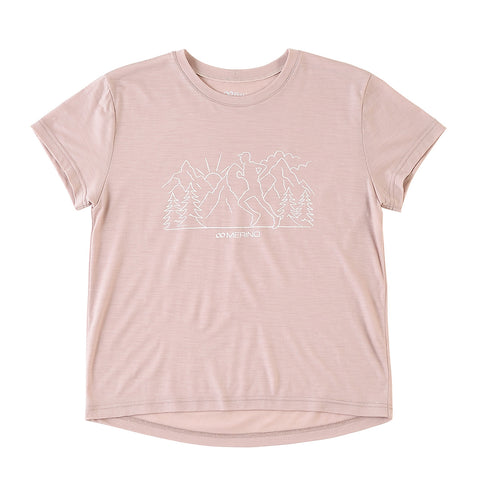  40ピンク メリノウール ウルトラライト Tシャツ(レディース) TRS5014S