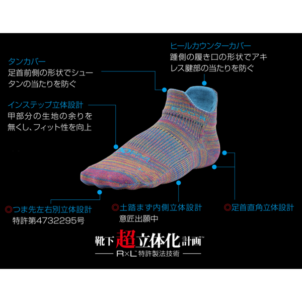 【Lのみ】R×L EVO-R ランニングソックス(ラウンド) RNS1001【春限定カラー】【OUTLET】 ※交換・返品不可 - 4