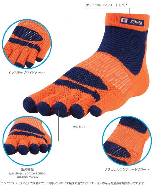 SUNADA ウルトラマラソン専用 ランニングソックス(5本指) UL-1000 - 3