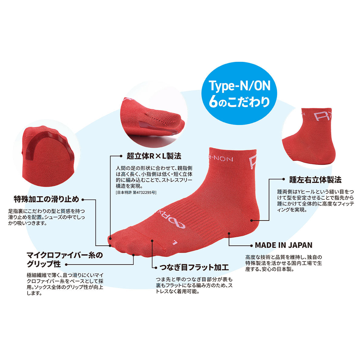 ToeSox] Luna ルナ（Half-Toe／つま先なし） グリップ ソックス